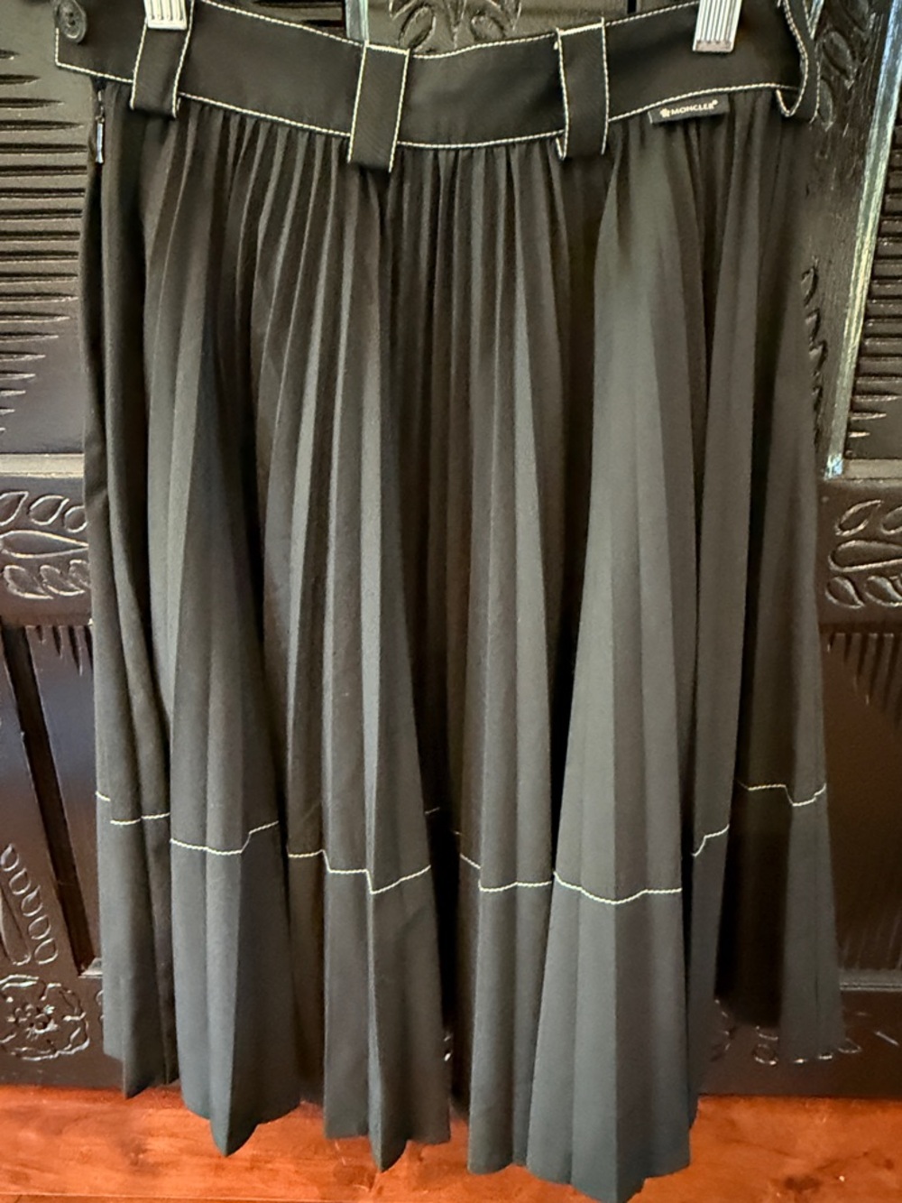 Moncler Black Circle Skirt with Cream Contrast Stitching